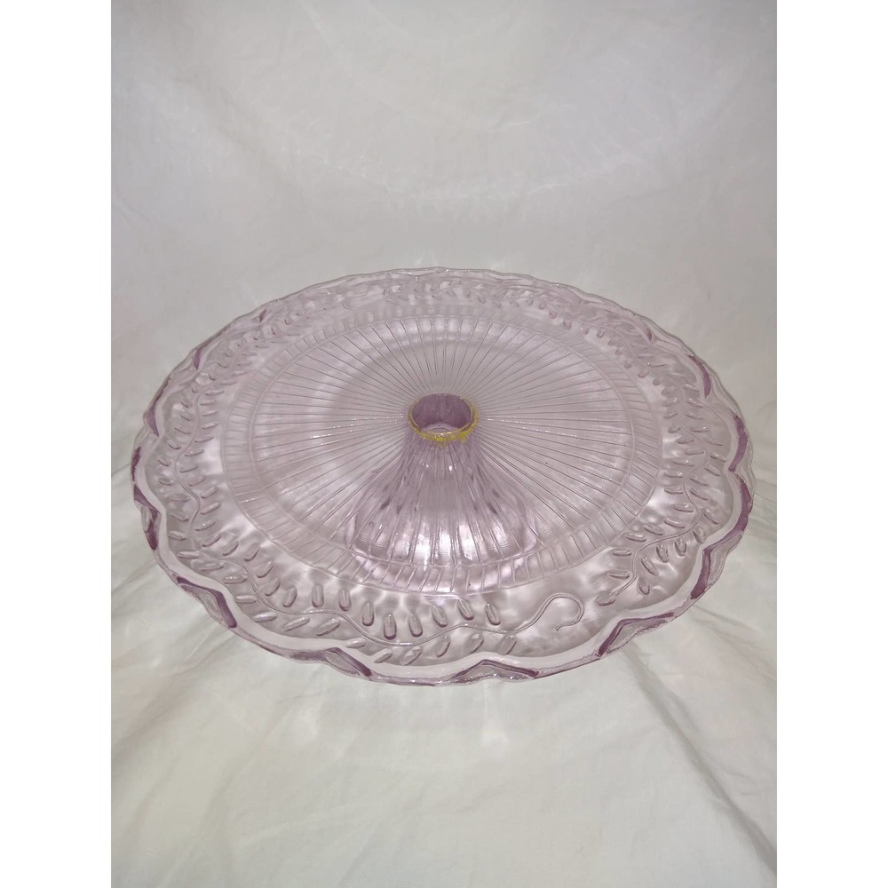 Pale pink footed cake stand with vine pattern